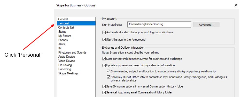 how to stop skype for business from starting automatically